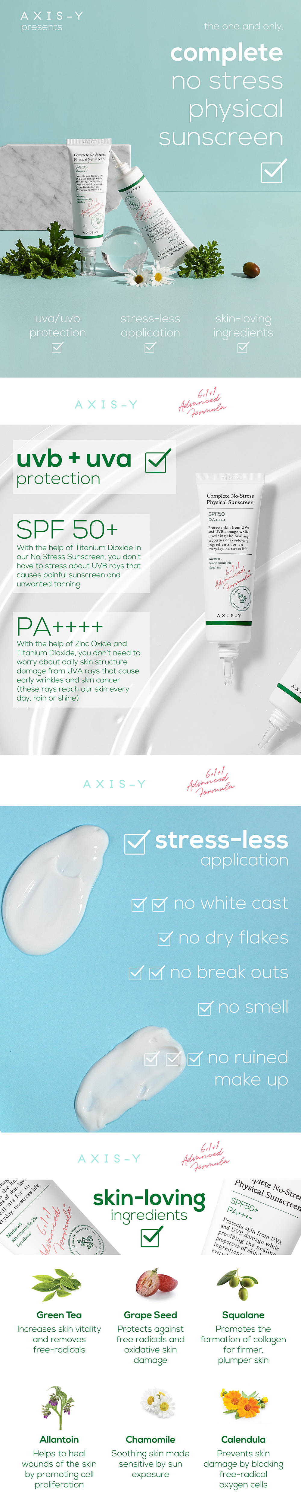 axis y complete no stress physical sunscreen ingredients